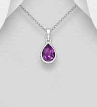 Sterling Silver Teardrop Gemstone Pendant Necklace