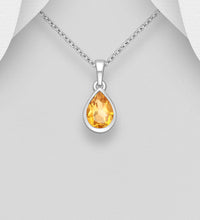 Sterling Silver Teardrop Gemstone Pendant Necklace